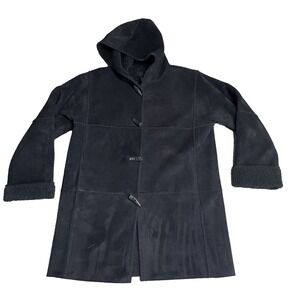 Lauren Ralph Lauren Faux Suede Sherpa Lined Toggle Coat Womens Small Black